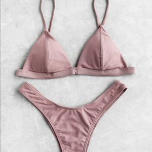 Mauve pink triangle bikini set
